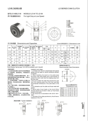 Changzhou de alta calidad de la marca R &amp; B LD07 tipo de embrague de la cámara de un solo sentido
