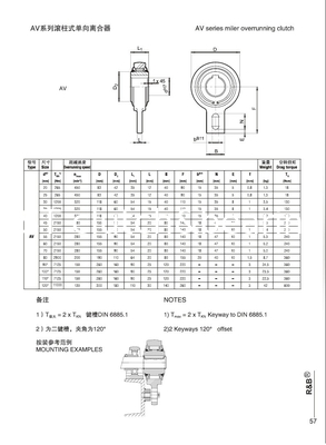 R &amp; B tipo de rodillo de freewheel backstop embrague AV50/GV50 aplicar en la elevadora de grano o la máquina de redes de pesca